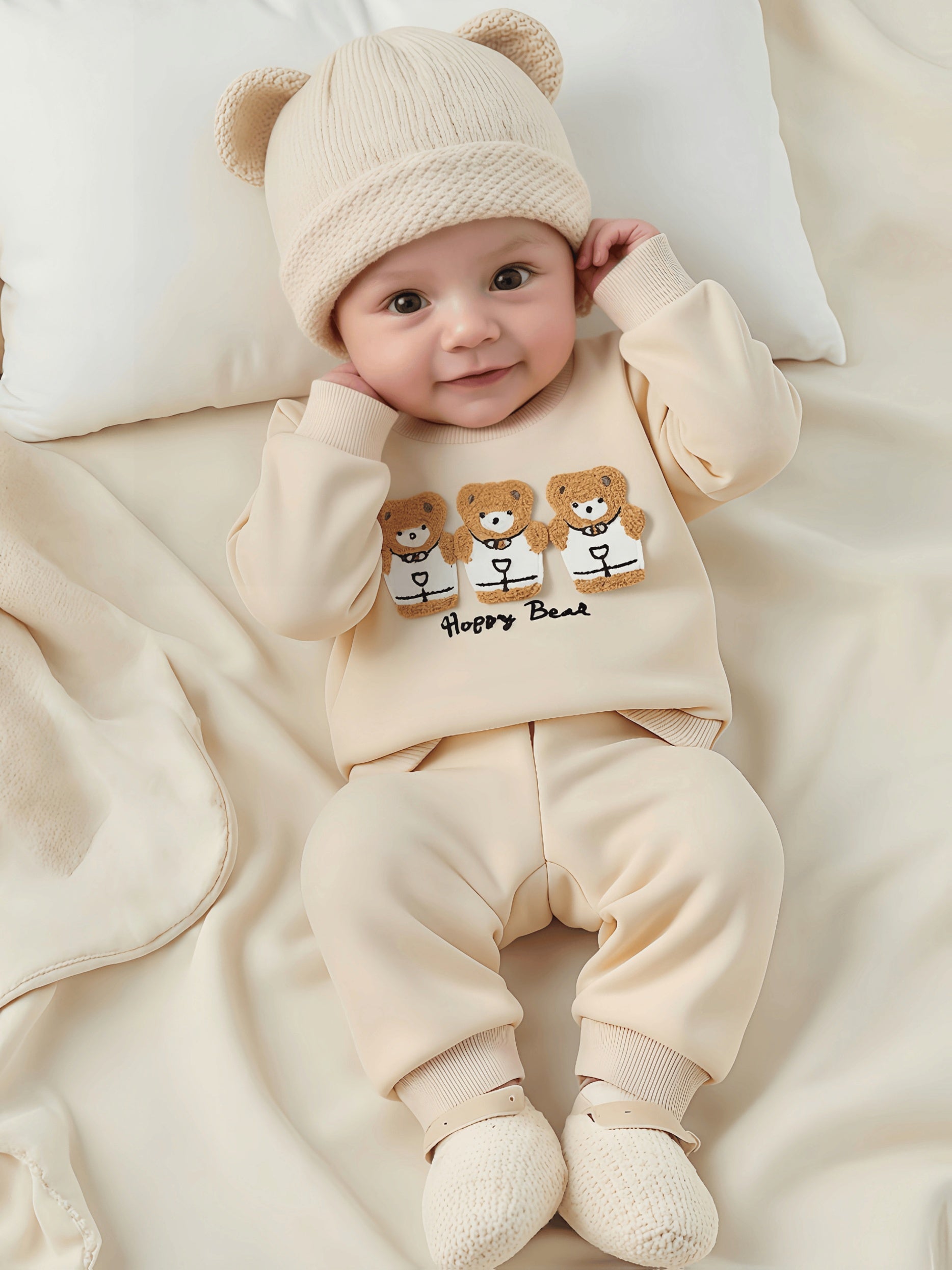 "Happy Bear" Premium Baby Loungewear Set – 2-Delig