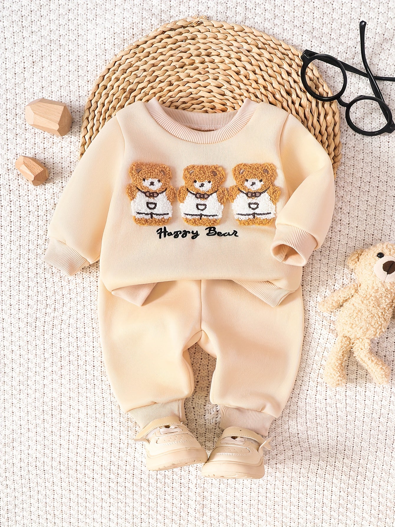 "Happy Bear" Premium Baby Loungewear Set – 2-Delig